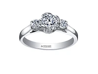 18K White Gold Palladium Alloy (hypoallergenic) 0.50-0.80cttw Round Brilliant 3 Stone Canadian Diamond Engagement Ring - / 0.50 Carat Total