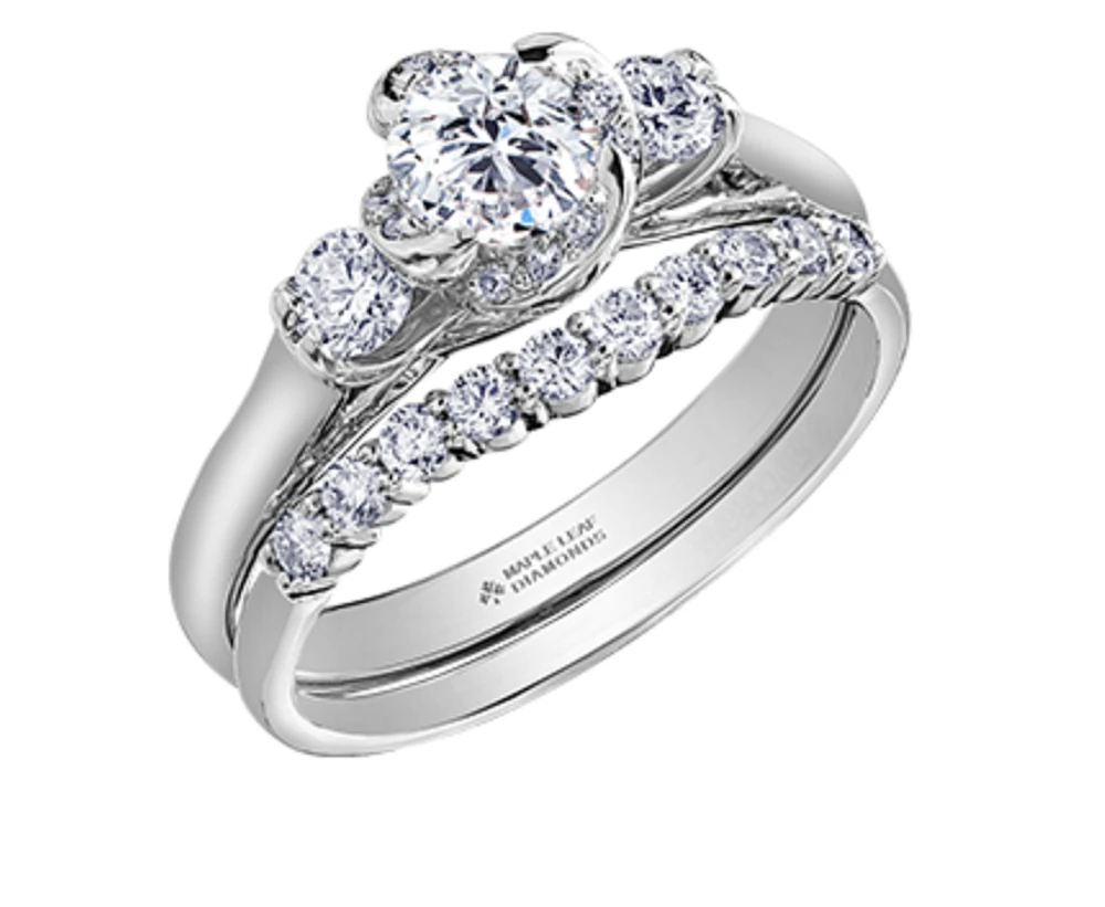 18K White Gold Palladium Alloy (hypoallergenic) 0.50-0.80cttw Round Brilliant 3 Stone Canadian Diamond Engagement Ring - / 0.50 Carat Total