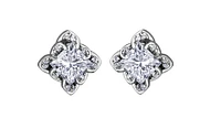 18K White Gold With Palladium Alloy(hypoallergenic) 0.30-1.10cttw Princess Cut Canadian Diamond Earrings - / Carat Total