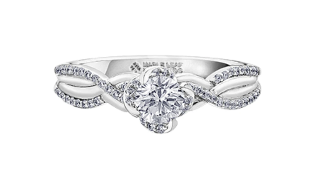 18K Gold Palladium Alloy (hypoallergenic) 0.70cttw Round Brilliant Canadian Diamond Engagement Ring