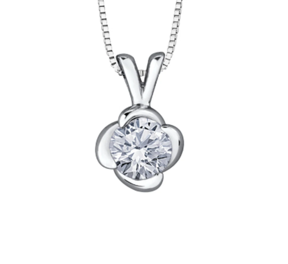 18K White Gold With Palladium Alloy (hypoallergenic) -0.50cttw Canadian Diamond Pendant