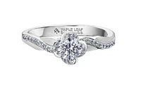 18K White Gold Palladium Alloy (hypoallergenic) 0.65cttw Round Brilliant Canadian Diamond Engagement Ring - /