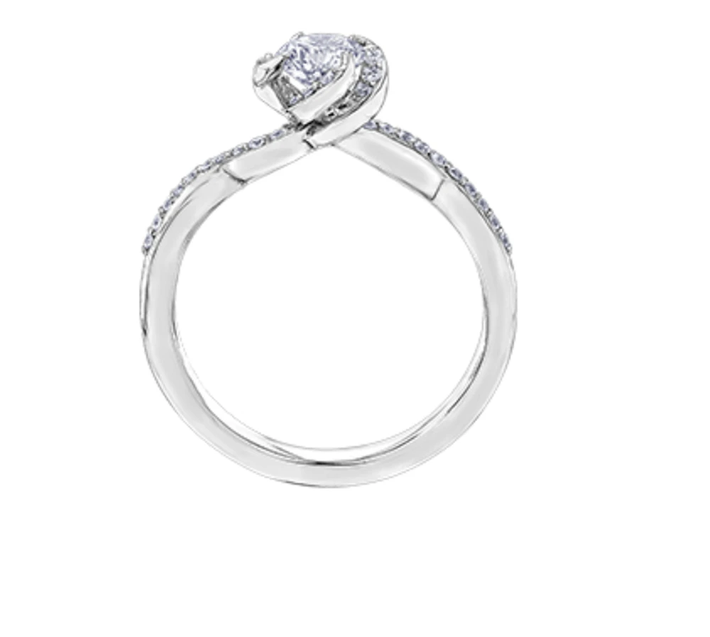 18K White Gold Palladium Alloy (hypoallergenic) 0.65cttw Round Brilliant Canadian Diamond Engagement Ring - /