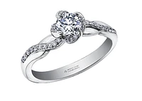 18K White Gold Palladium Alloy (hypoallergenic) 0.65cttw Round Brilliant Canadian Diamond Engagement Ring - /