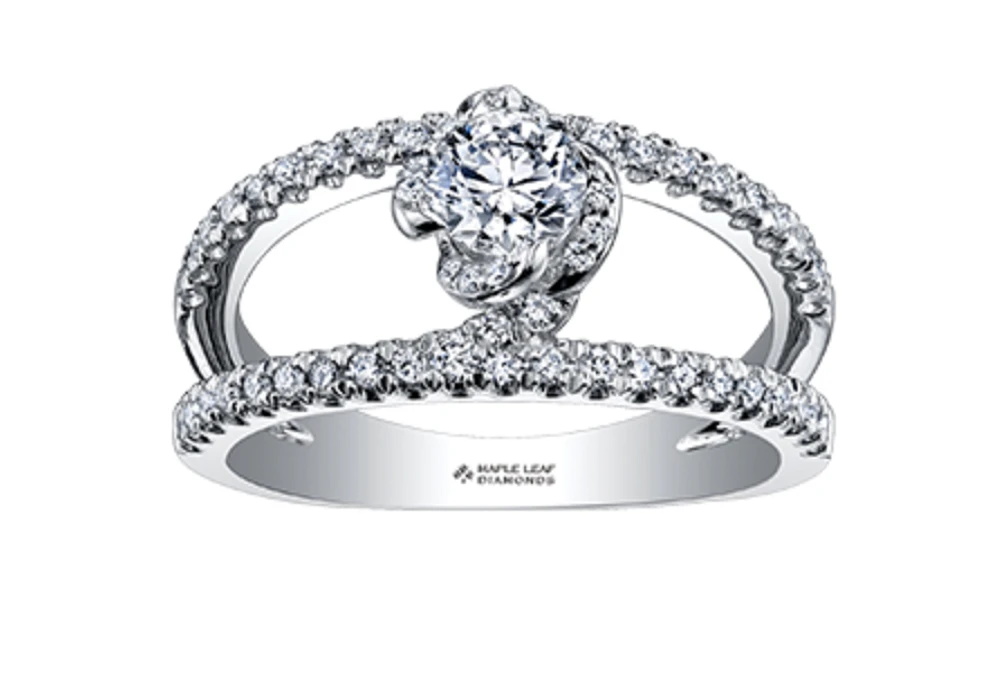 18K White Gold Palladium Alloy (hypoallergenic) 0.90cttw Round Brilliant Canadian Diamond Engagement Ring