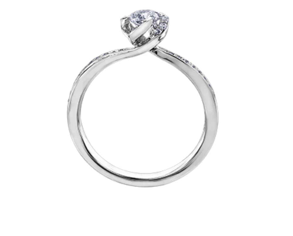 18K White Gold Palladium Alloy (hypoallergenic) 0.50cttw Round Brilliant Canadian Diamond Engagement Ring - /