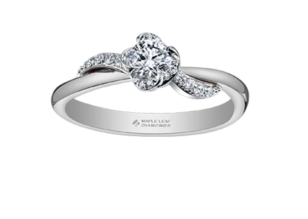 18K White Gold Palladium Alloy (hypoallergenic) 0.40-0.72cttw Round Brilliant Canadian Diamond Engagement Ring - / 0.40 Carat Total