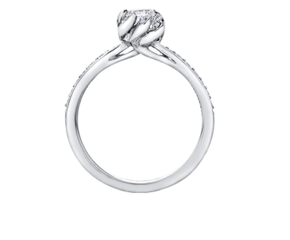 18K White Gold Palladium Alloy (hypoallergenic) 0.60cttw Princess Cut Canadian Diamond Engagement Ring