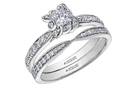 18K White Gold Palladium Alloy (hypoallergenic) 0.60cttw Princess Cut Canadian Diamond Engagement Ring