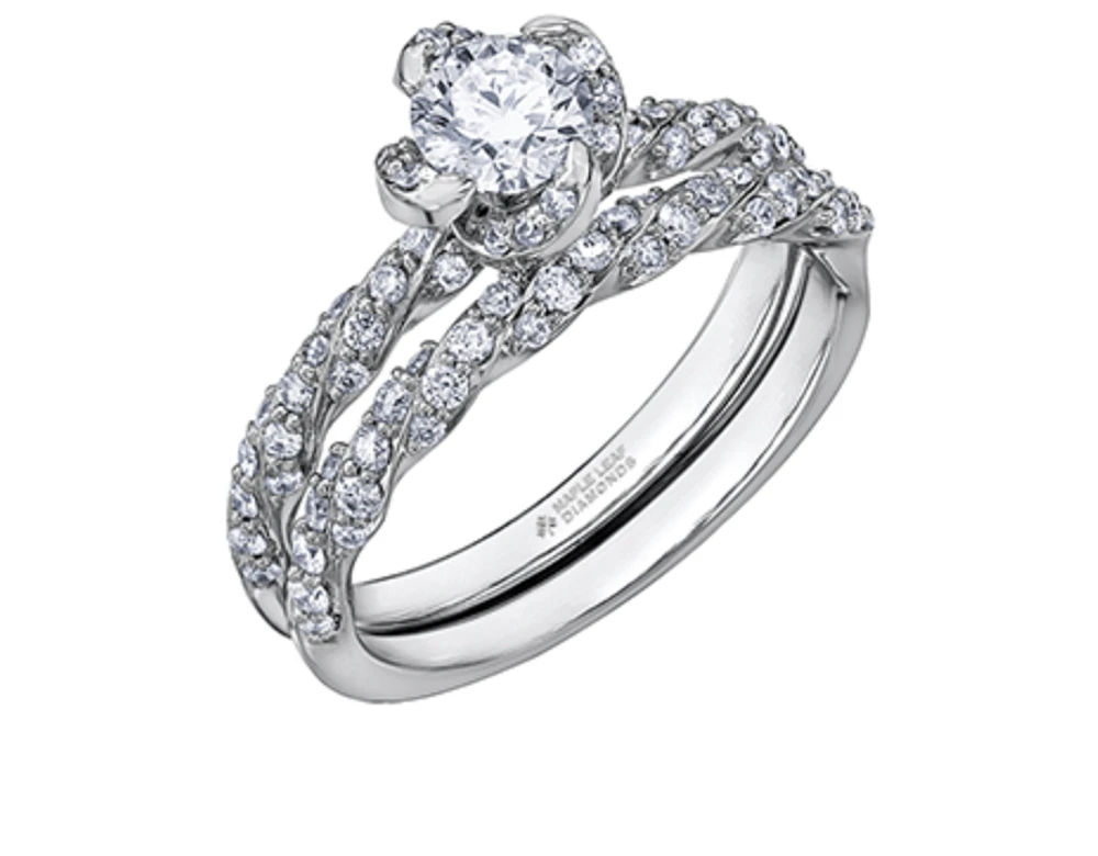 18K White Gold Palladium Alloy (hypoallergenic) 0.51-0.95cttw Round Brilliant Canadian Diamond Engagement Ring - / 0.51 Carat Total