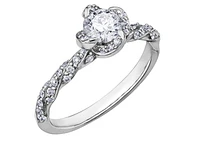 18K White Gold Palladium Alloy (hypoallergenic) 0.51-0.95cttw Round Brilliant Canadian Diamond Engagement Ring - / 0.51 Carat Total