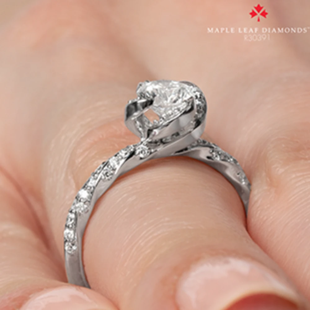 18K White Gold Palladium Alloy (hypoallergenic) 0.51-0.95cttw Round Brilliant Canadian Diamond Engagement Ring - / 0.51 Carat Total