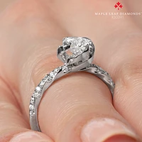 18K White Gold Palladium Alloy (hypoallergenic) 0.51-0.95cttw Round Brilliant Canadian Diamond Engagement Ring - / 0.51 Carat Total