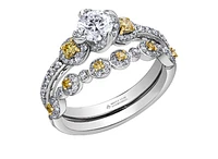 18K White & Yellow Gold Palladium Alloy (hypoallergenic) 0.57-0.78cttw Round Brilliant Canadian Diamond Engagement Ring - / Carat Total