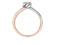 18K White & Rose Gold Palladium Alloy (hypoallergenic) 0.40cttw Princess Cut Canadian Diamond Engagement Ring