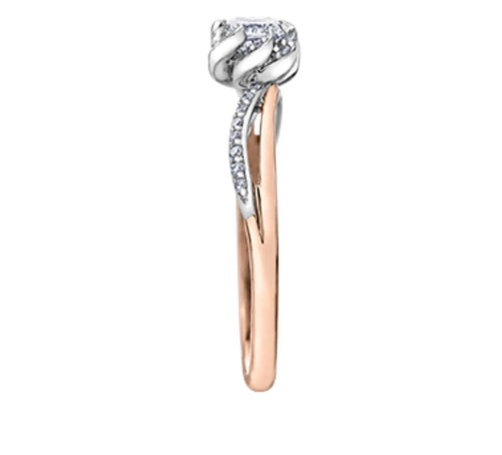 18K White & Rose Gold Palladium Alloy (hypoallergenic) 0.40cttw Princess Cut Canadian Diamond Engagement Ring