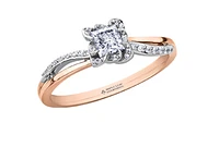 18K White & Rose Gold Palladium Alloy (hypoallergenic) 0.40cttw Princess Cut Canadian Diamond Engagement Ring