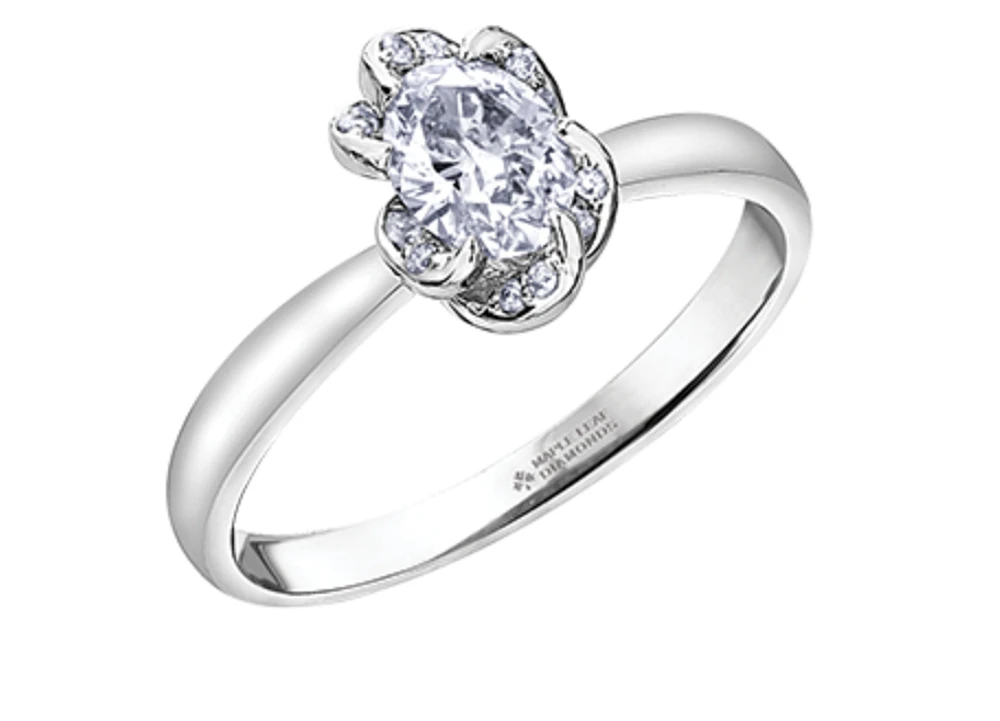 18K White Gold Palladium Alloy (hypoallergenic) 0.33-0.55cttw Oval Cut Canadian Diamond Engagement Ring - / 0.33 Carat Total