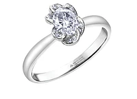 18K White Gold Palladium Alloy (hypoallergenic) 0.33-0.55cttw Oval Cut Canadian Diamond Engagement Ring - / 0.33 Carat Total
