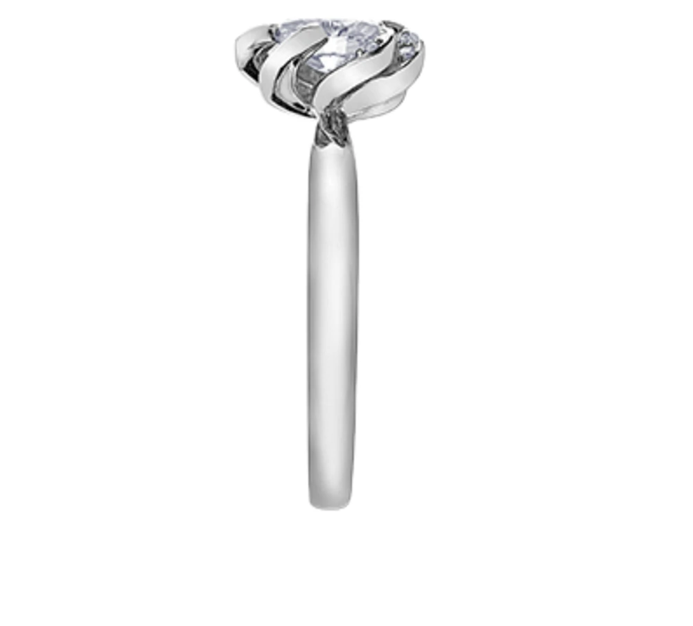 18K White Gold Palladium Alloy (hypoallergenic) 0.33-0.55cttw Oval Cut Canadian Diamond Engagement Ring - / 0.33 Carat Total