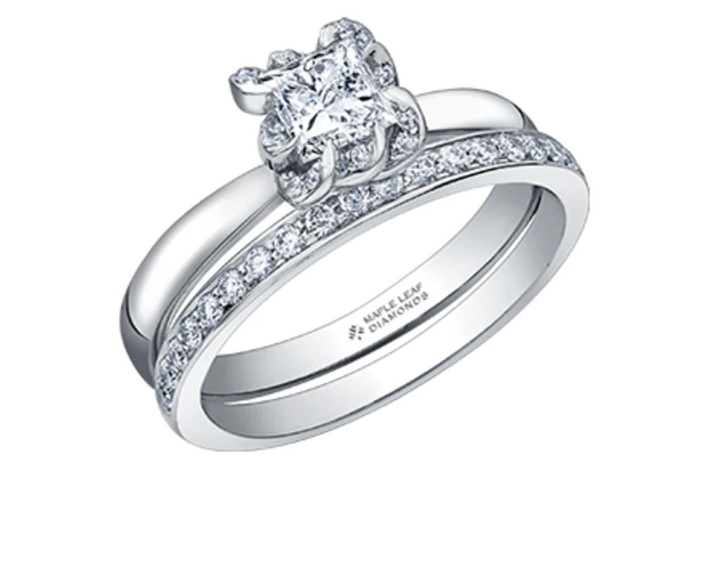 18K White Gold Palladium Alloy (hypoallergenic) 0.33-1.08cttw Princess Cut Canadian Diamond Engagement Ring - / 0.33 Carat Total