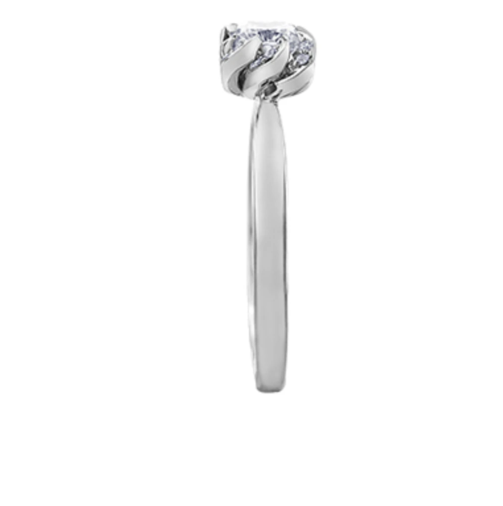 18K White Gold Palladium Alloy (hypoallergenic) 0.33-1.08cttw Cushion Cut Canadian Diamond Engagement Ring - / 0.33 Carat Total