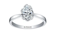 18K White Gold Palladium Alloy (hypoallergenic) 0.46-0.56cttw Pear Shape Canadian Diamond Engagement Ring - / 0.46 Carat Total