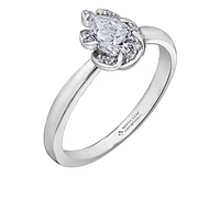 18K White Gold Palladium Alloy (hypoallergenic) 0.46-0.56cttw Pear Shape Canadian Diamond Engagement Ring - / 0.46 Carat Total