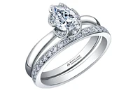 18K White Gold Palladium Alloy (hypoallergenic) 0.46-0.56cttw Pear Shape Canadian Diamond Engagement Ring - / 0.46 Carat Total