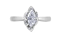 18K White Gold Palladium Alloy (hypoallergenic) 0.56cttw Marquise Shape Canadian Diamond Engagement Ring - /
