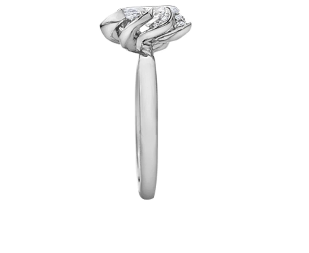 18K White Gold Palladium Alloy (hypoallergenic) 0.56cttw Marquise Shape Canadian Diamond Engagement Ring - /