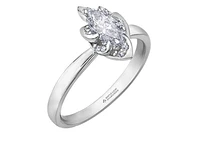 18K White Gold Palladium Alloy (hypoallergenic) 0.56cttw Marquise Shape Canadian Diamond Engagement Ring - /