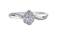 18K White Gold Palladium Alloy (hypoallergenic) 0.40cttw Pear Shape Canadian Diamond Engagement Ring - /