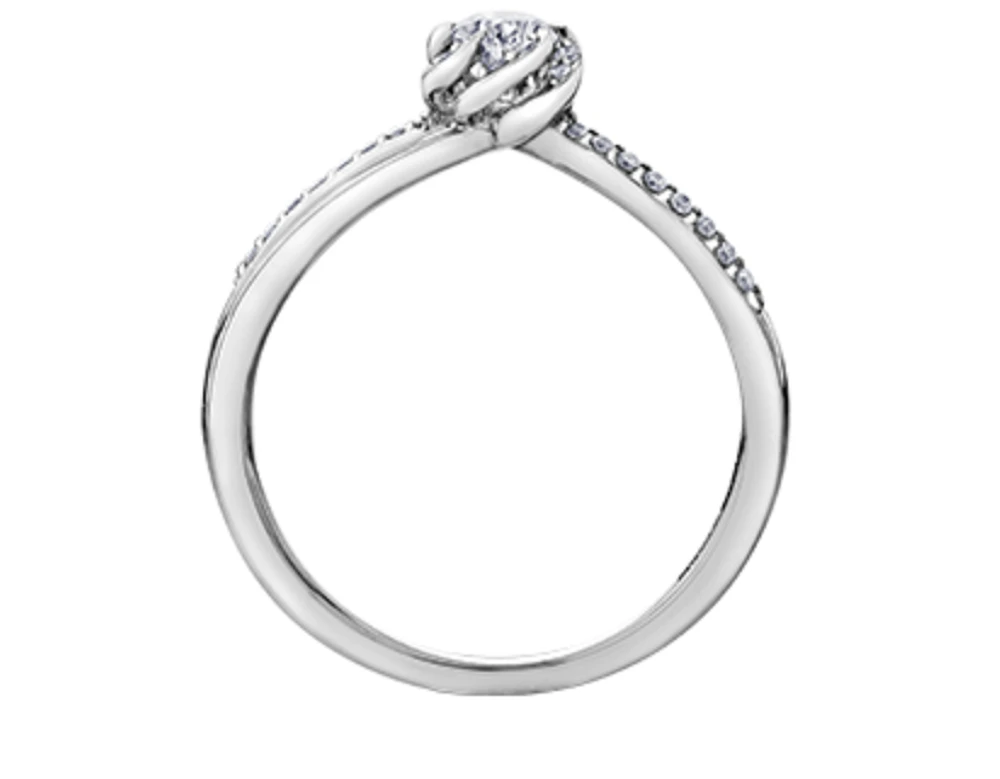 18K White Gold Palladium Alloy (hypoallergenic) 0.40cttw Pear Shape Canadian Diamond Engagement Ring - /