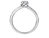 18K White Gold Palladium Alloy (hypoallergenic) 0.40cttw Pear Shape Canadian Diamond Engagement Ring - /