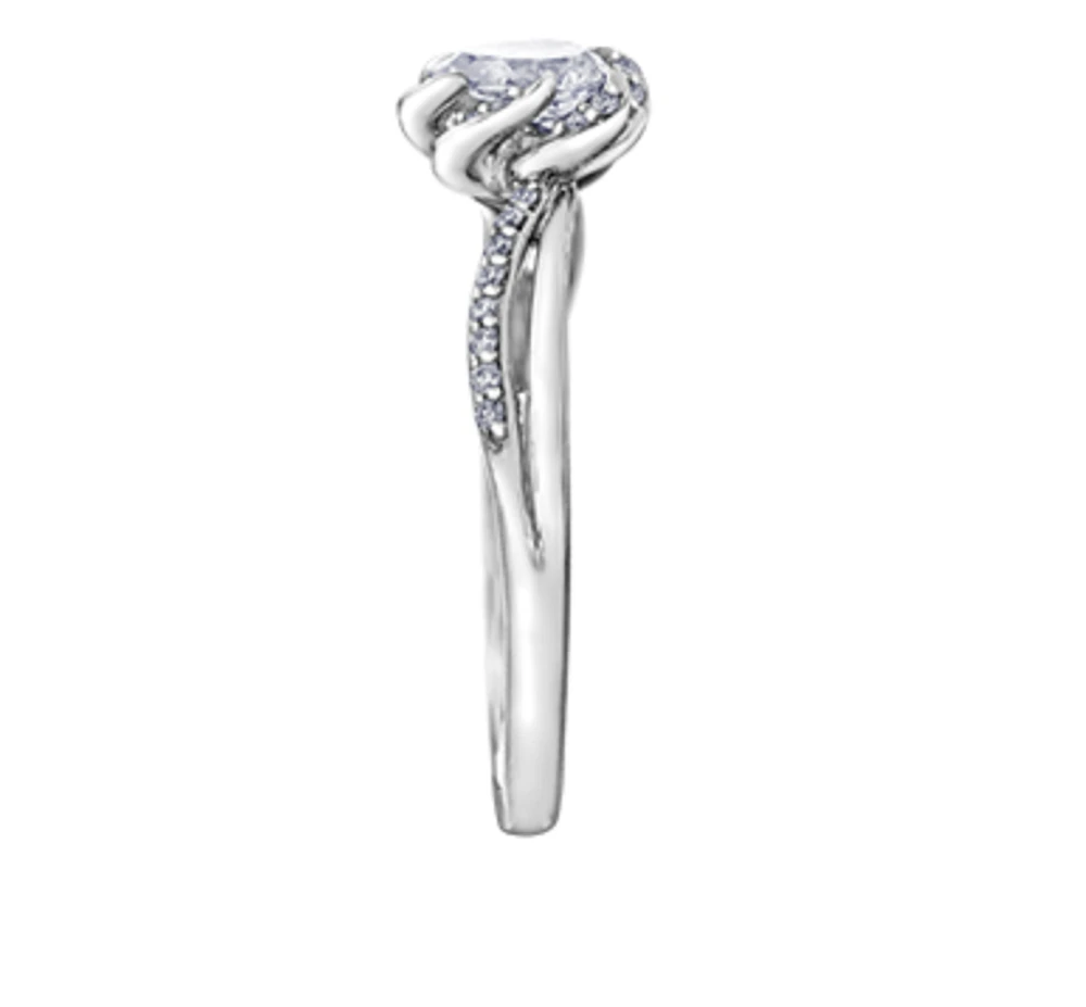 18K White Gold Palladium Alloy (hypoallergenic) 0.40cttw Pear Shape Canadian Diamond Engagement Ring - /