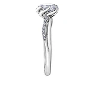 18K White Gold Palladium Alloy (hypoallergenic) 0.40cttw Pear Shape Canadian Diamond Engagement Ring - /