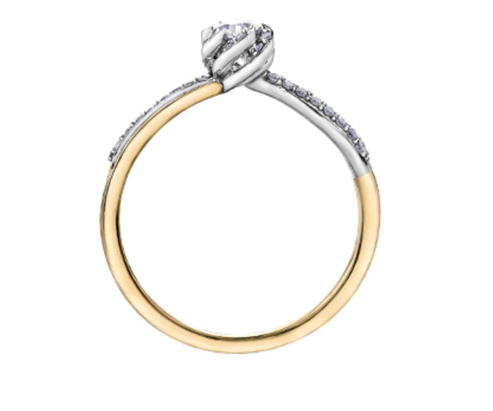 18K White & Yellow Gold Palladium Alloy (hypoallergenic) 0.40cttw Oval Cut Canadian Diamond Engagement Ring