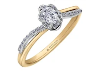 18K White & Yellow Gold Palladium Alloy (hypoallergenic) 0.40cttw Oval Cut Canadian Diamond Engagement Ring