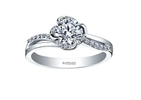 18K White Gold Palladium Alloy (hypoallergenic) -1.20cttw Round Brilliant Canadian Diamond Engagement Ring