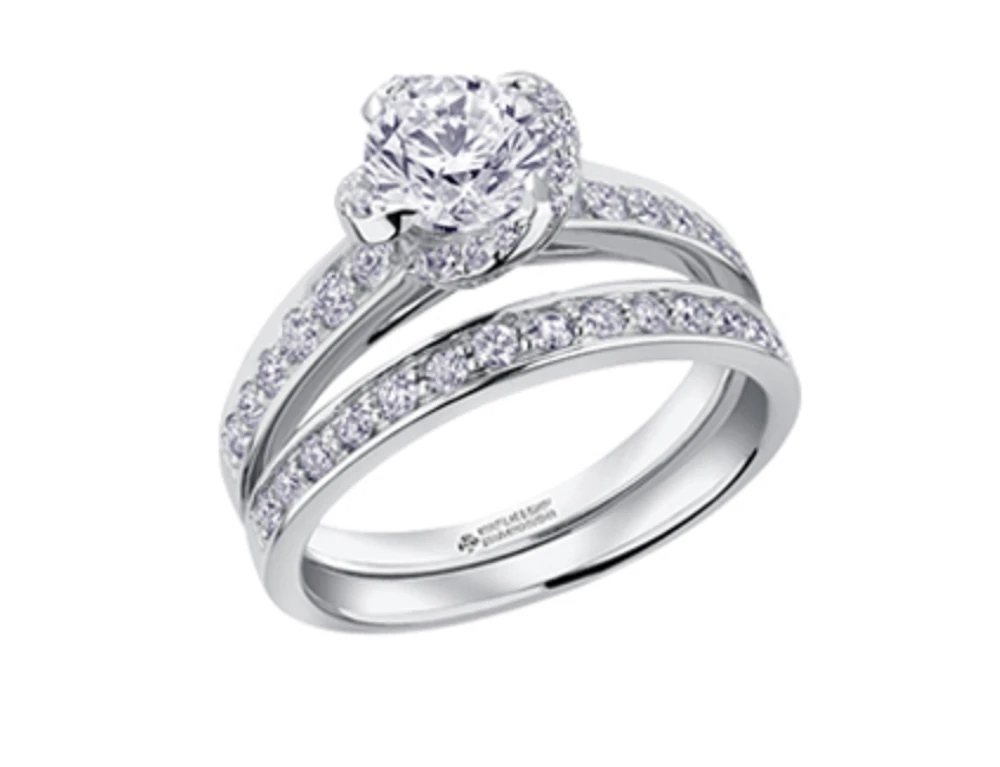 18K White Gold Palladium Alloy (hypoallergenic) 0.60-1.35cttw Round Brilliant Canadian Diamond Engagement Ring - / 0.60 Carat Total