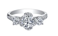 18K White Gold & Palladium Alloy (hypoallergenic) 0.65-1.65cttw 3 Stone Canadian Diamond Engagement Ring - / Carat Total