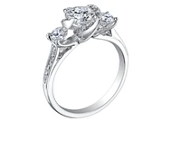 18K White Gold & Palladium Alloy (hypoallergenic) 0.65-1.65cttw 3 Stone Canadian Diamond Engagement Ring - / Carat Total