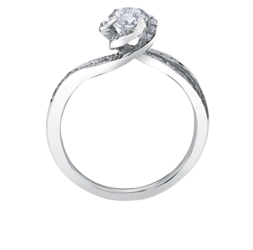 18K White Gold Palladium Alloy (hypoallergenic) 0.90cttw Round Brilliant Canadian Diamond Engagement Ring