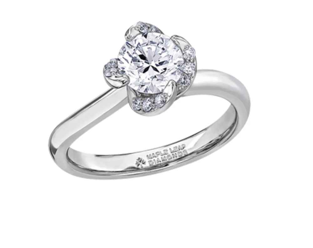 18K White Gold Palladium Alloy (hypoallergenic) 0.40-1.10cttw Round Brilliant Canadian Diamond Engagement Ring - / 0.40 Carat Total