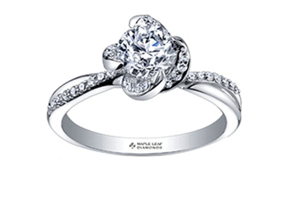 18K White Gold Palladium Alloy (hypoallergenic) -1.20cttw Round Brilliant Canadian Diamond Engagement Ring