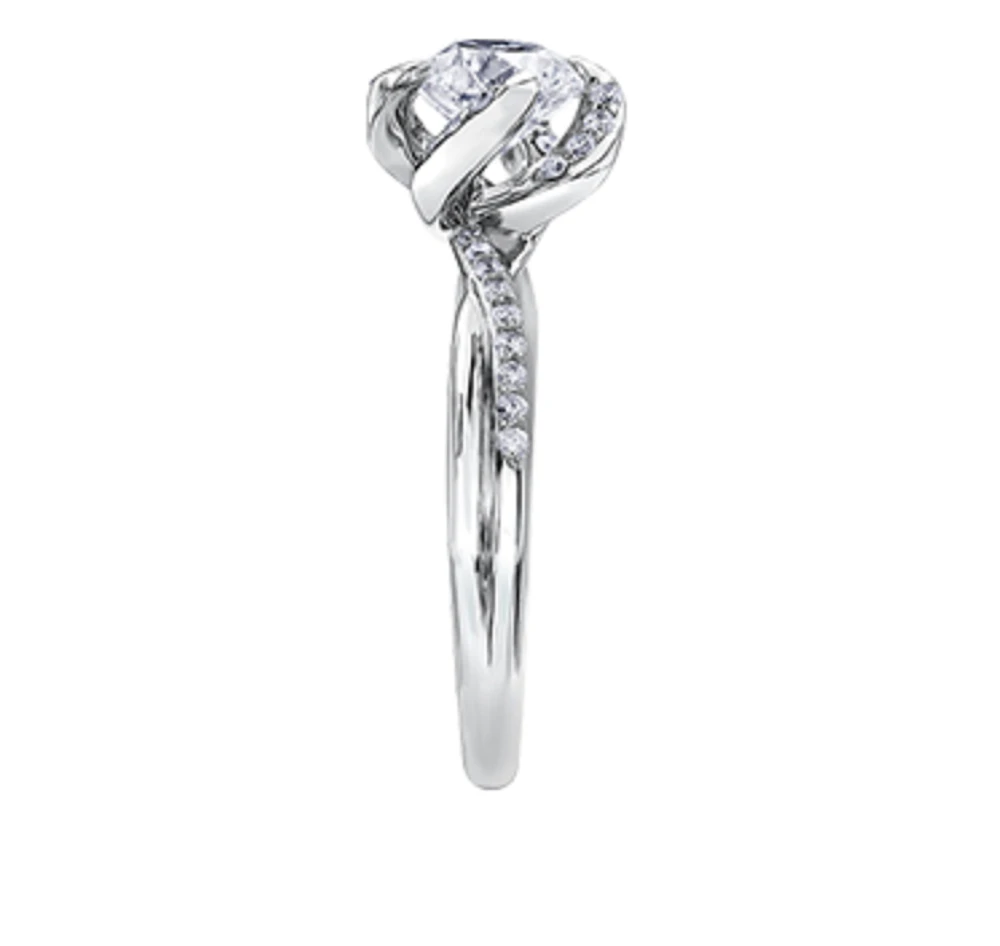 18K White Gold Palladium Alloy (hypoallergenic) -1.20cttw Round Brilliant Canadian Diamond Engagement Ring