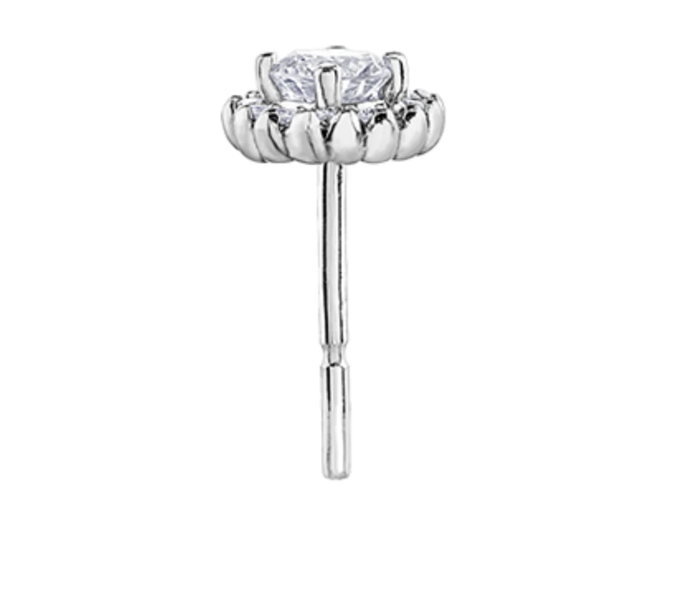 14K White Gold 0.38-0.48cttw Round Brilliant Canadian Diamond Earrings - / Carat Total