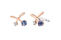 14K Rose & White Gold Tanzanite 0.04cttw Canadian Diamond Earrings 