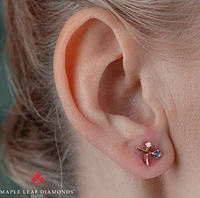 14K Rose & White Gold Tanzanite 0.04cttw Canadian Diamond Earrings 